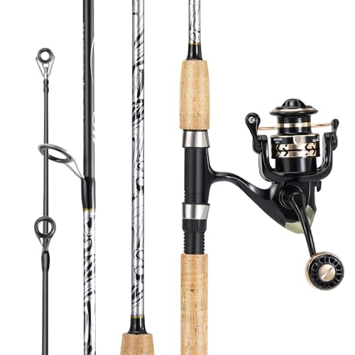 Sougayilang Reel and Fishing Rod Combo, Fiberglass Fishing Pole with Durable P-Cork Rod Handle, Lightweight Graphite Frame - size: 6'0" M- M Fast with 1000 Reel