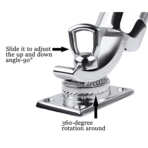Deck Mount Fishing Rod Holder, Marine Grade Stainless Steel Adjustable Fishing Rod Holders, Support for Marine Boat Yacht - color: Silver 8201SA