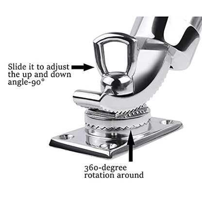 Deck Mount Fishing Rod Holder, Marine Grade Stainless Steel Adjustable Fishing Rod Holders, Support for Marine Boat Yacht - color: Silver 8201SA