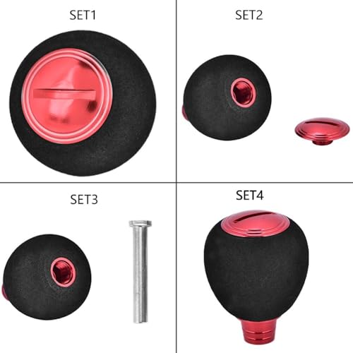 Fishing Reel Power Knob,EVA & Metal Lightweight Grip Modification Power Knob Reel Bait Casting Spinning Reels Replacement for Saltwater & Freshwater (42mm x 33mm) - color: Red