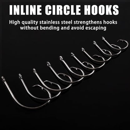 Circle Hooks Saltwater Fishing Hooks, 50/100pcs in-line Octopus Circle Hook High Carbon Steel Straight Eye Barbed Point Catfish & for Saltwater & Freshwater Fishing - size: 9/0_50pcs