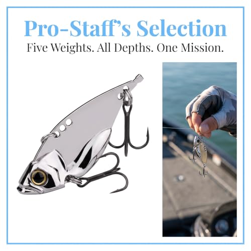 5 Pack Metal Fishing Spoons Blade Baits VIB Lures, Hard Fishing Lures for Bass Walleye Pike Crappie Freshwater & Saltwater Fishing（Includes a Convenient Storage Box）