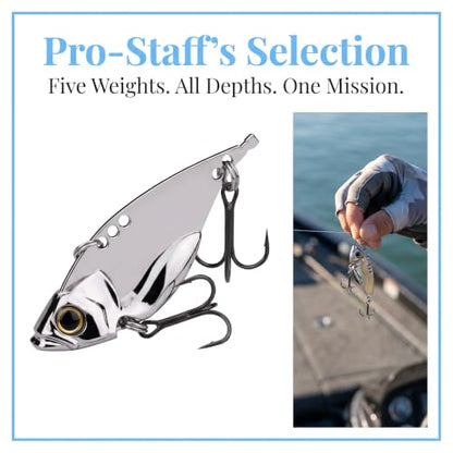 5 Pack Metal Fishing Spoons Blade Baits VIB Lures, Hard Fishing Lures for Bass Walleye Pike Crappie Freshwater & Saltwater Fishing（Includes a Convenient Storage Box）