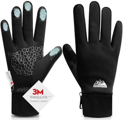 Bruvoalon Winter Gloves for Women & Men, 3M Thermal Insulation, Lycra Fabric, Touchscreen, Anti-Slip - color: Black, size: XX-Large
