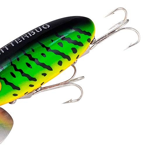 Arbogast Jitterbug Topwater Bass Fishing Lure - Excellent for Night Fishing - color: Fire Tiger, size: 3", 5/8 oz
