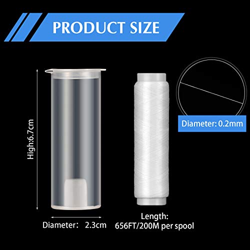 Skylety 2/4/8 Pieces Fishing Thread Nylon Elastic Invisible Magic Fishing Line Bait Thread 0.2 mm Length 656 Feet Per Spool Stretchy Bait String Line Clear Storage Case
