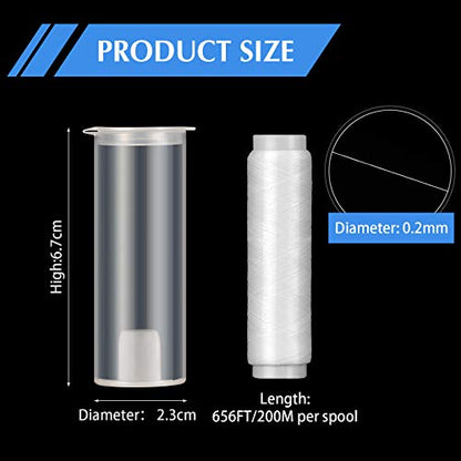 Skylety 2/4/8 Pieces Fishing Thread Nylon Elastic Invisible Magic Fishing Line Bait Thread 0.2 mm Length 656 Feet Per Spool Stretchy Bait String Line Clear Storage Case