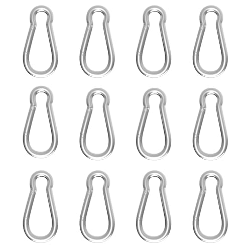 Carabiner, Heavy Duty Galvanized Steel Spring Snap Hook Carabiner Clips with 220LBS Holding Capacity, Ideal for Outdoor, Hammock, Swing and Travel (M5 2Inch, 12PCS) - size: 12PCS-M5, style: Silver