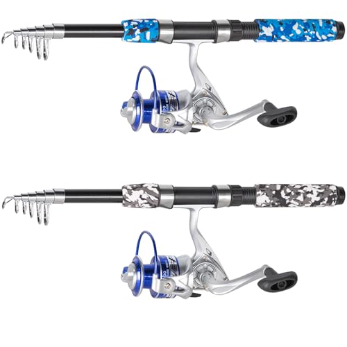 Tripquips Fishing Pole Combo, 6.9ft Telescopic Rods Set, Collapsible Fishing Rods 2PCS Spinning Reel Set with Carrier Bag Freshwater Fishing Rod and Reel Combos Kits - color: 6.9ft Blue & Grey Combos