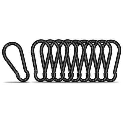 Carabiner Clip Hook, 3.54 inch 10 pcs Black Heavy Duty Spring Snap Hook Key Chain, Carabiners Clips for Outdoor Camping, Swing Set, Hammock, Hiking Travel, Fishing, Quick Link Keychain - size: M9-3.54"