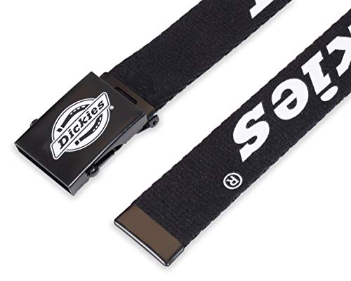 Dickies mens Fabric Web Plaque Logo Buckle Belt - Fits Up to Size 42" Waist - color: Black/White, size: One Size - Cut to Fit