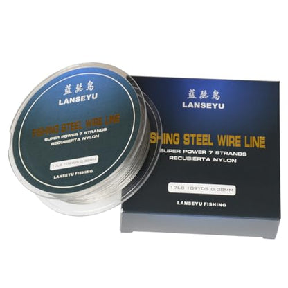 100 Metres 17 Pound 0.38mm Fishing Stee Wire Nylon Coated 1x7 Stainless Steel Leader Wire Super Soft Fishing Wire Lines