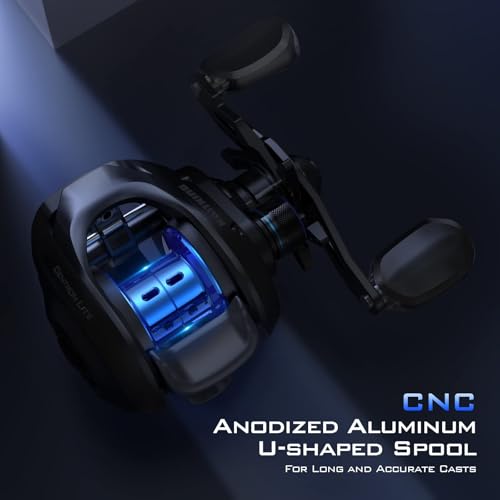 KastKing Centron Lite Baitcasting Fishing Reel – Lightweight, Glass Fiber Infused Nylon Frame – 7.6 OZ – 5 + 1 Anti-Reverse Ball Bearings, 7.1:1 High-Speed Gear Ratio Fishing Reel with Compact Design - color: B:Black-Left-7.1:1
