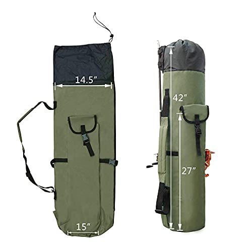 Fishing Pole Rod Holder Bags, Fishing Organizer Case Carrier Reel Pole Storage Bags Waterproof Fishing Gear Organizer Travel Carry Bags - color: Khaki Green