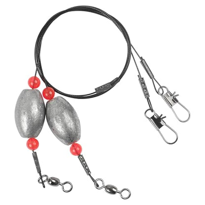 Saltwater Bottom Fishing Rigs Carolina Rig with Stainless Steel Wire Leader Egg Sinkers Surf Fishing Ready Rigs for Flounder, Striped Bass, Snapper, Grouper, Redfish, Drum 0.5–2 oz, 4Pcs - size: 2oz-4pcs