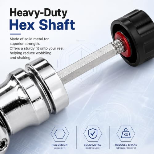 Universal Fishing Reel Handle Replacement, 2000 3000 Rocker Arm Grip | Spinning reel handle replacement with metal knobs; great fishing reel replacement parts for Penn and spinning reel gear.