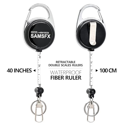 SAMSFX Tape Measure Retractor Fly Fishing Zinger Retractors Carabiner Style Clip on Back Tether Tools Badge Holder (2PCS in Pack)