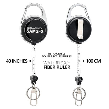 SAMSFX Tape Measure Retractor Fly Fishing Zinger Retractors Carabiner Style Clip on Back Tether Tools Badge Holder (2PCS in Pack)