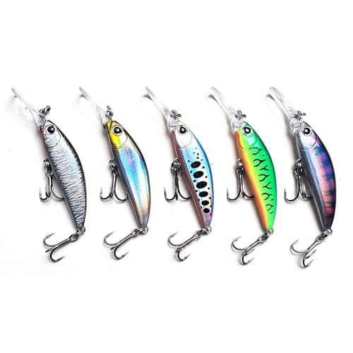 Minnow Fishing Lures crankbaits Set, 1/5oz Hard baits with Vibrant Colors for Trout, bass, Perch - Ideal for Stream and Lake Fishing， 5-Pack - style: M6