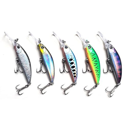 Minnow Fishing Lures crankbaits Set, 1/5oz Hard baits with Vibrant Colors for Trout, bass, Perch - Ideal for Stream and Lake Fishing， 5-Pack - style: M6
