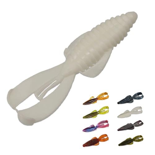 Pulse Craw Soft Plastic Crawfish Lure – 3.9" (100mm), 10-Pack, Rage-Style Craw Bait for Bass Fishing, Texas Rig & Jig Trailer - color: Pearl White