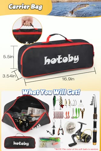 Fishing Pole Combo Set, 6.89ft Fishing Rod and Reel Combo, Carbon Fiber Telescopic Fishing Rod Kit with Spinning Reel, Fishing Pliers, Lip Gripper, Line, Lures for Beginner Angler