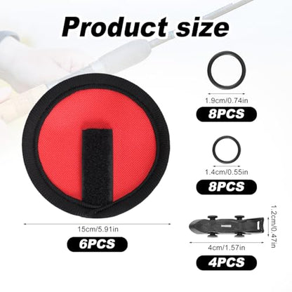 BOXOB 6pcs Fishing Hook Covers, 5.91 Inch Fishing Lure Covers with 4 Sets Bait Holders Hook Keeper Fish Pole Sleeve Rod Glove Protectors Wraps Essential Gear for Fishermen Gift