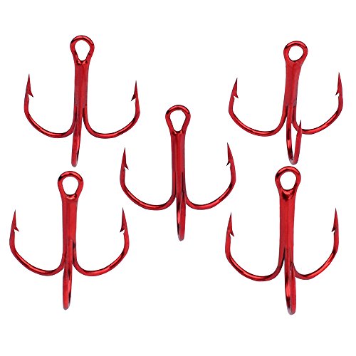 AMHDV 100pcs Treble Hooks Barbed Sharp Treble Hook for Freshwater and Saltwater - color: Red, size: 2# 100pcs