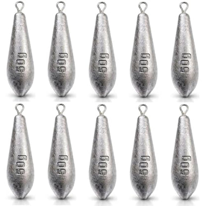 Teardrop Drop Shot Sinkers – Lead Fishing Weights & Sinkers for Bass, Catfish & Surf Fishing – Freshwater & Saltwater – 10 Sizes 1/2oz to 7oz, More Per Pack - style: 50g/2oz – 10pcs