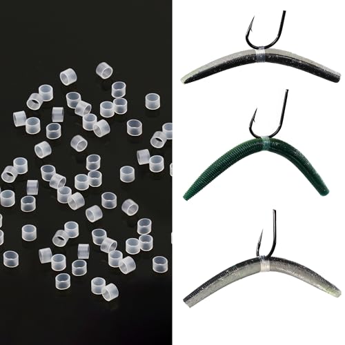 FishTrip 200/210pcs Silicone Wacky Worm O-Rings with Tool for Fishing Rigs | Silicone Bait Saver O-Rings, Protects Baits Wacky Rig for Senko Soft Plastics Worms Stickbaits for Bass Fishing Neko Rig - style: Small_200pcs