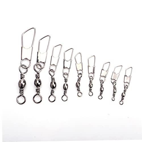30pcs Rolling Resistance Swivel Fishing Hook Line Connector Fishing Rolling swivels Fishing Swivel Connector connectix Fishing Rolling Connector Stainless Steel to Rotate Ring - size: 8#