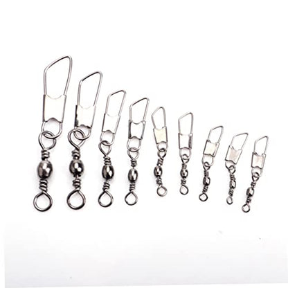 30pcs Rolling Resistance Swivel Fishing Hook Line Connector Fishing Rolling swivels Fishing Swivel Connector connectix Fishing Rolling Connector Stainless Steel to Rotate Ring - size: 8#