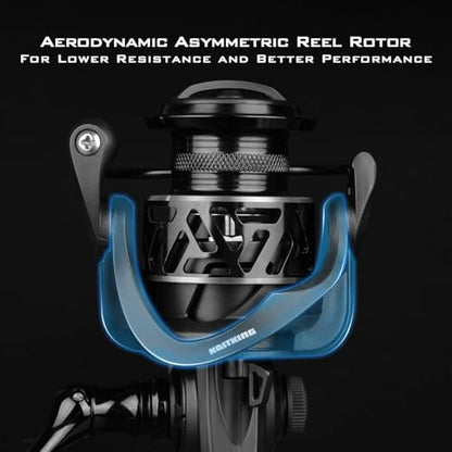 KastKing Zephyr Spinning Reels – 7+1/6+1 BB – Carbon Fiber Drag – Stainless Steel Shaft – Aluminum & CNC Spool – Black/Green/Orange – Sizes 500/1000 SFS – ICE Fishing Ready Reels! - color: Standard-Black, size: 2000