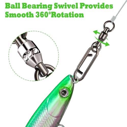25Pcs Fishing Speed Clips for Fishing Lures Quick Change Fishing Snap Ball Bearing Swivel Power Clips Top Water Speed Clips Freshwater Saltwater Crankbait Popper Lure Quick Snaps Connector Tackle 44lb