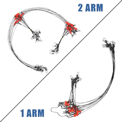 Fishing Leaders Saltwater Tackle Surf Fishing Rigs High Strength Fishing Wire Leader Line Rig with Swivels Snap for Lures Bait Hooks - color: Black Stainless Steel, style: 1 Arm, 12pcs