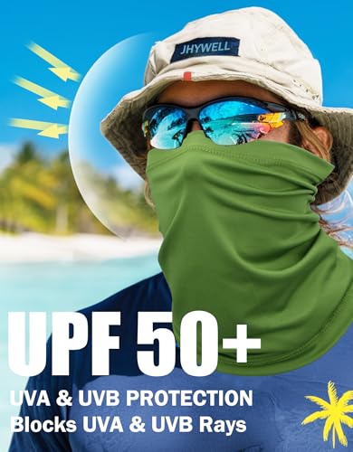 JHYWELL Cooling Neck Gaiter Face Mask, UV Protection Masks Gator, Windproof Bandana for Skiing, Fishing, Hiking, Cycling - color: Military Green