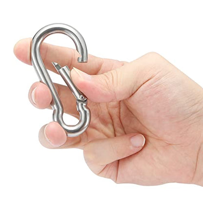 sprookber Stainless Steel Spring Snap Hook Carabiner - 304 Stainless Steel Caribeener Clips, Set of 6 - size: 3.15 Inch