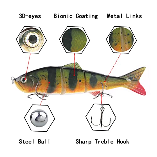 10in Multi Jointed Swimbait Fishing Lures Bait,4 Segment Big Giant Sinking Fishing Bass Lures,Crankbaits Swimbaits with Treble Hook - color: 10in,4.76oz-Color B