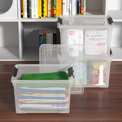4-Pack 22 Quart Plastic Storage Bins with Lids, Plastic Latching Storage Box with Wheels, Clear - size: 22 Quart