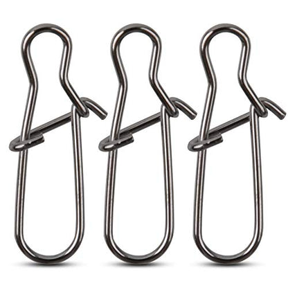 120pcs Fishing Duo Lock Snaps,Strong Nice Snap Swivel Stainless Steel Lure Hook Connector Fishing Tackle for Freshwater Saltwater,Test 26LB-220LB - size: 8#-220LB-120PCS