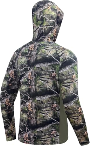 Palmyth Hunting Hoodie with Mask for Men Sun Protection Camo Fishing Shirts | UPF 50+, Mask Neck Gaiter, Quick Dry, 2 Zipper Pockets, Side Mesh Vent, Thumb Loops, Moisture Wicking, Stretchy, Breathable - color: Camo-2, size: XX-Large