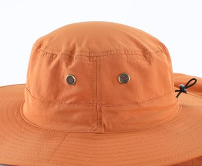 Home Prefer UPF50 Mens Sun Hat with Neck Flap Quick Dry UV Protection Cap Womens Wide Brim Fishing Hat Neck Flap Beach Garden - color: Burnt Orange