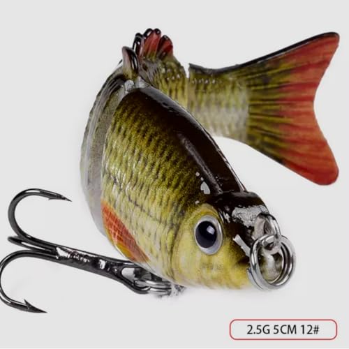Mini Fishing Lures Multi Jointed Fish Fishing Slow Sinking Lifelike Swimbait Freshwater and Saltwater Crankbaits for Bass Trout Bass Lures 2in/0.08oz 12#Hook - color: 2# 1Pcs