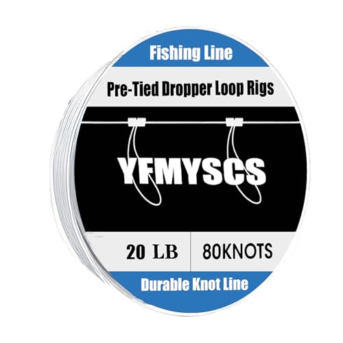 Pre-Tied Dropper Loop Rigs,Fishing Line Spool, Loops About 12 Inches Apart with 3.5 Inch Loop Size. Perfect for Saltwater & Freshwater Fishing ﻿ - size: 20LB