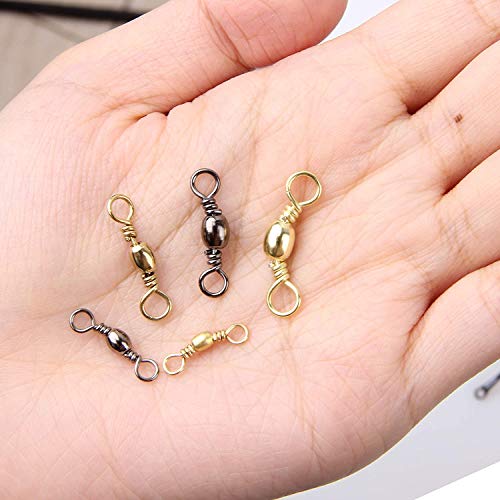 Shaddock Fishing 300pcs Barrel Swivels Fishing Tackles Saltwater Freshwater - color: 300pcs Black Gold Swivels
