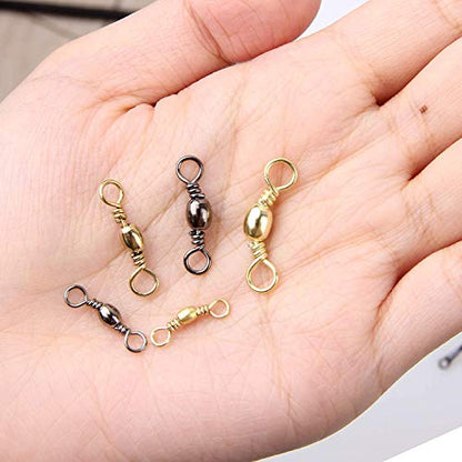 Shaddock Fishing 300pcs Barrel Swivels Fishing Tackles Saltwater Freshwater - color: 300pcs Black Gold Swivels