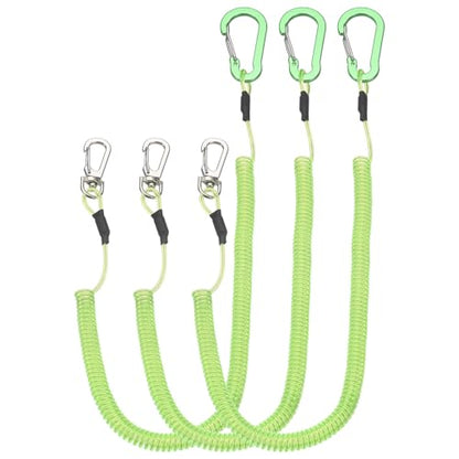 PATIKIL Fishing Lanyard, (118.11" Length, Green) (3Pcs), Retractable Coiled Tether Anti-Lost Rope Coiled with Carabiners and 360° Safety Buckle, Suit for - Fishing/Hunting/Hiking/Boating - color: Green, size: 118.11"