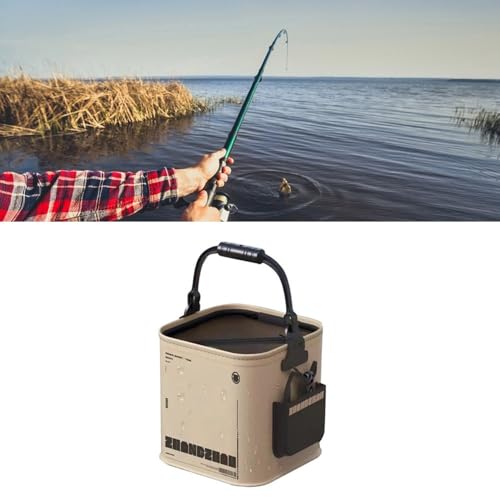 Collapsible Fishing Bucket – Portable EVA Bait Container with Rope & Net for Outdoor Fish ing & & Shrimp, Camping and Hiking(2.1Gallon/8L) - size: 2.1Gallon/8L
