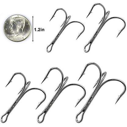 Fishing Treble Hooks, Freshwater Saltwater Triple Fishing Hooks for Snagging Trout Walleye Catfish Lures Baits Replacment, Extra Strong Sharp, Silver, 20/50pcs - size: 6/0-20pcs