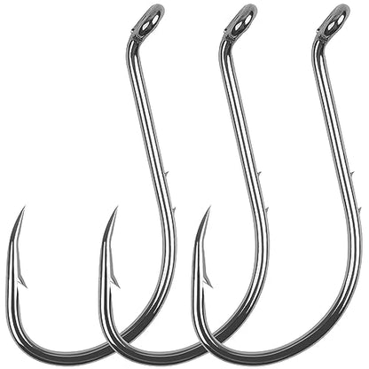 Octopus Baitholder Fishing Hooks, 120pcs Double Barbed High Carbon Steel Offset Circle Hooks Extra Sharp Bait Holder Live Bait Fish Hooks for Bass Catfish Walleye Freshwater Saltwater - size: 1#-120PCS